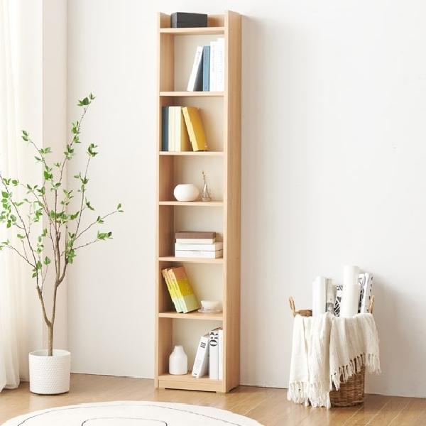 5단 책꽂이 폭 좁은 책장 나무 슬림 책장 높은 책장