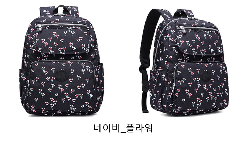 가벼운 플라워 패턴 백팩 나들이 외출 엄마 여행 백팩 중년 여성 아담한 꽃무늬 백팩 가방 - 상세 이미지 4