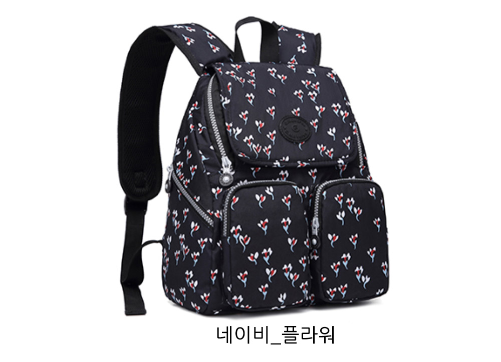 가벼운 플라워 도트 패턴 백팩 나들이 외출 여행 미들 아담한 중년 여성 엄마 백팩 가방 - 상세 이미지 2