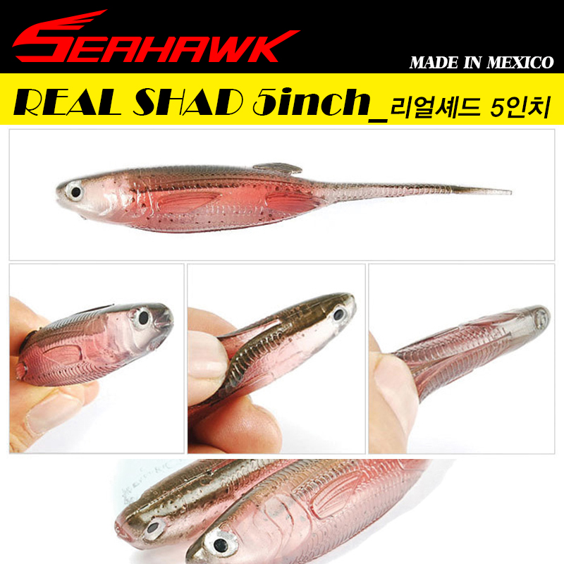 땡큐레저 씨호크 리얼섀드 5인치 Real Shad 우럭 광어웜 소프트베이트 - 메인 이미지