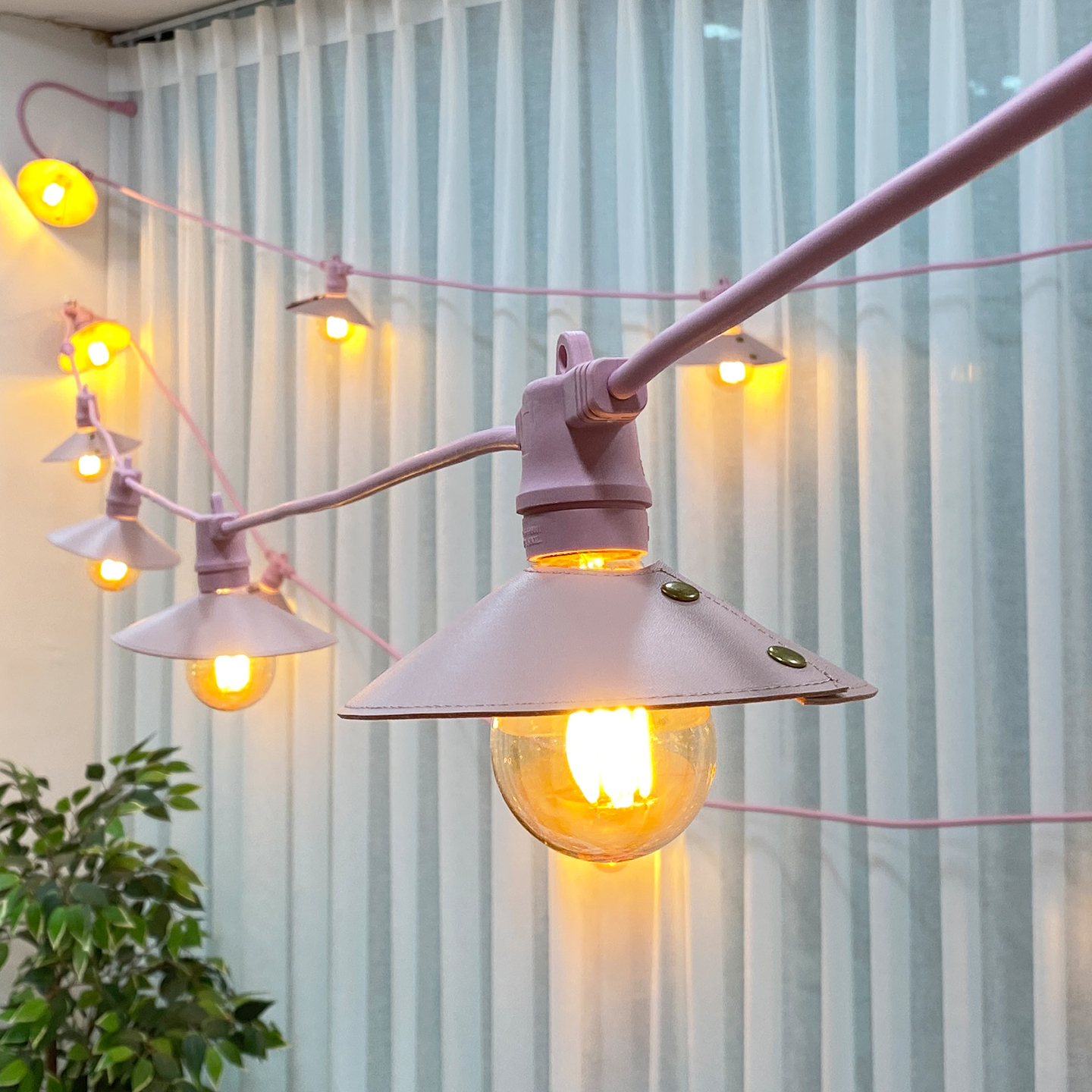 핑크포밍 파티라이트 스트링라이트 야외전구 방수 줄조명 핑크 4M 5구