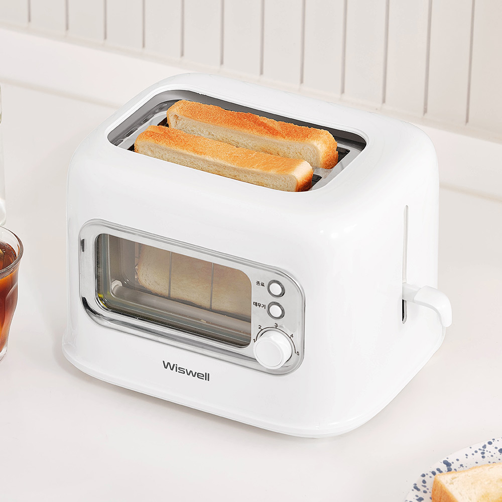 위즈웰 보이는 토스트기 팝업 식빵 예쁜 토스터기 토스트 기계 TA8200 화이트