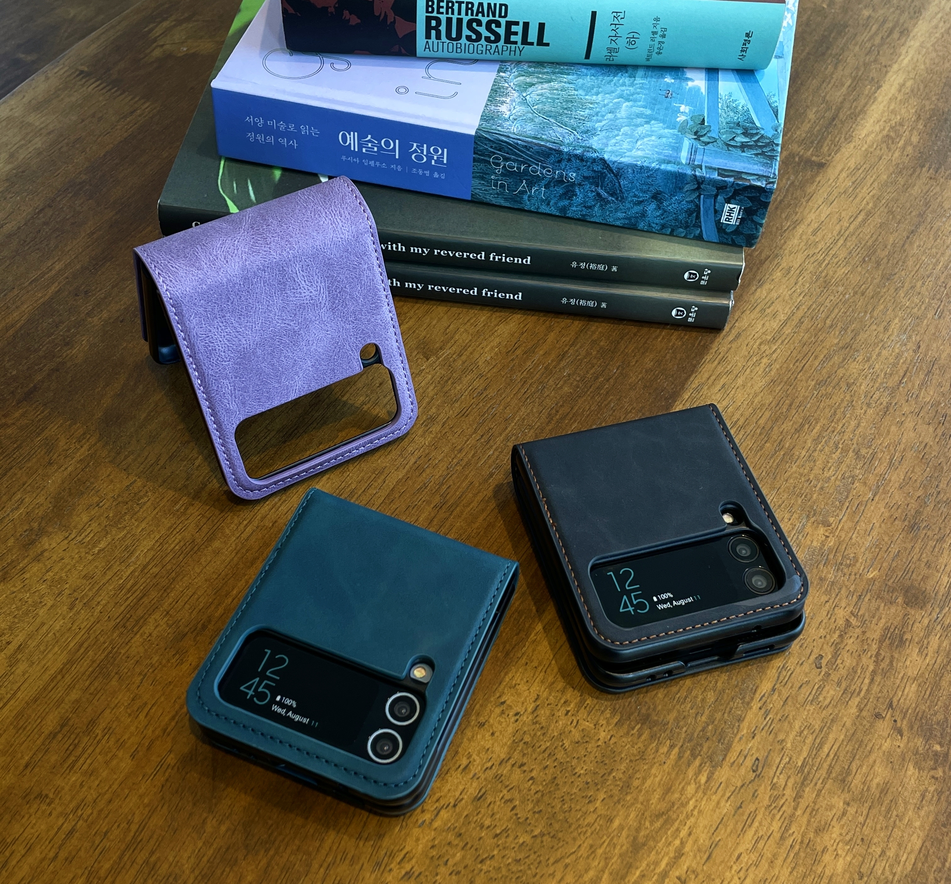 카드 케이스 지갑 가죽 힌지보호 슬림 지플립 블랙, 갤럭시Z 플립4 - 상세 이미지 2