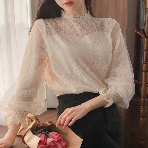 에르델 레이스 시스루 블라우스 bs4666(A) 제품 이미지