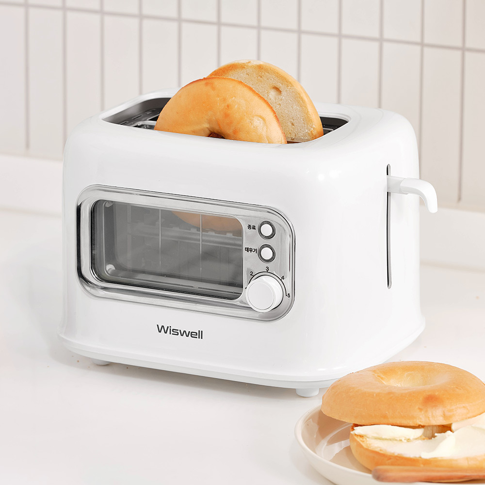 위즈웰 보이는 토스트기 팝업 식빵 예쁜 토스터기 토스트 기계 TA8200 화이트