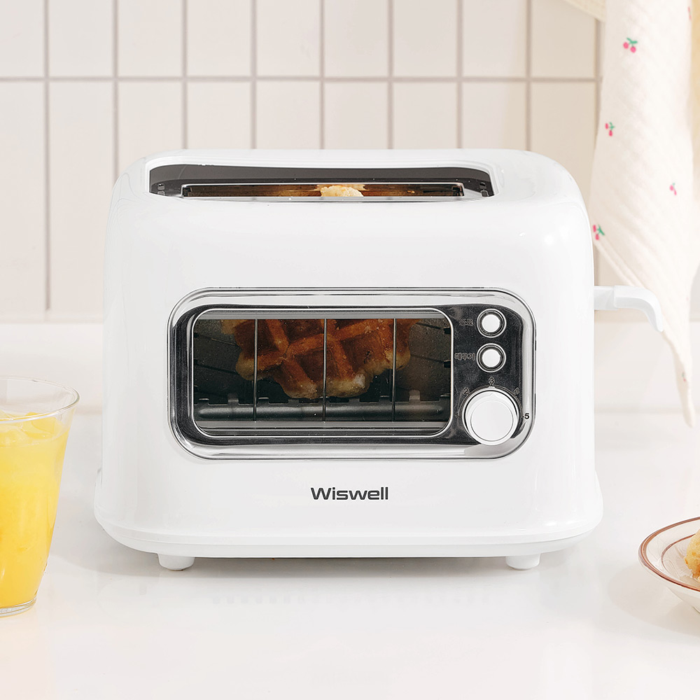 위즈웰 보이는 토스트기 팝업 식빵 예쁜 토스터기 토스트 기계 TA8200 화이트