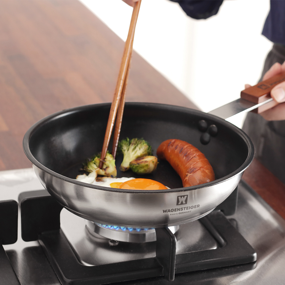 바겐슈타이거 스타크 인덕션 논스틱 코팅 스텐 프라이팬 20cm 신혼 원목