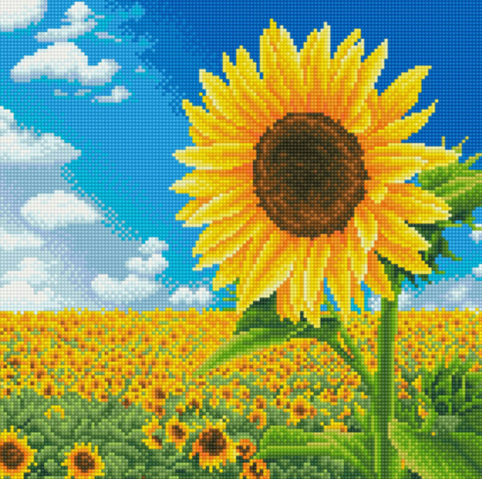보석 비즈 큐빅 십자수 캔버스형 / 해바라기친구 40x40cm - 상품 이미지