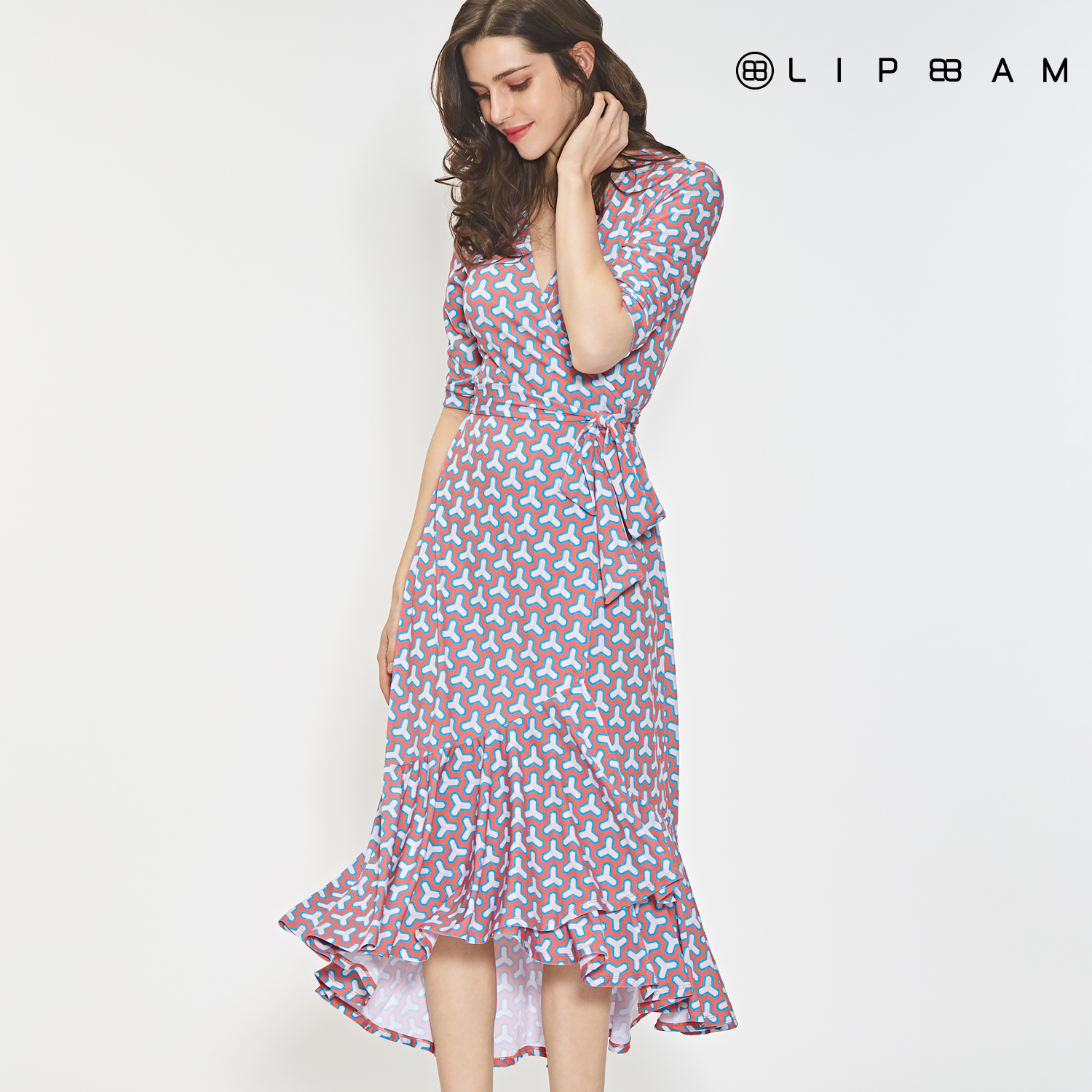Lipbbam 바이립밤 비비안느 3/4 롱랩 져지 프릴 롱드레스 랩 원피스LDM42OD 이미지 2