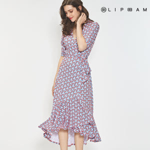 Lipbbam 바이립밤 비비안느 3/4 롱랩 져지 프릴 롱드레스 랩 원피... 착용 후기 | 사이즈/핏 총정리 - 상품 이미지 2