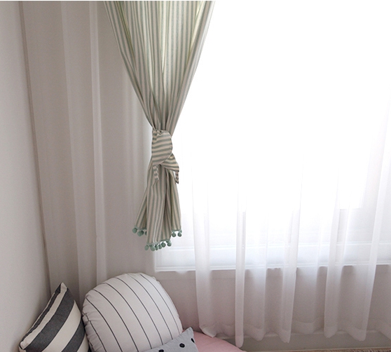 메르시폼폼 체크 커튼-민트 여자 남자 아이방