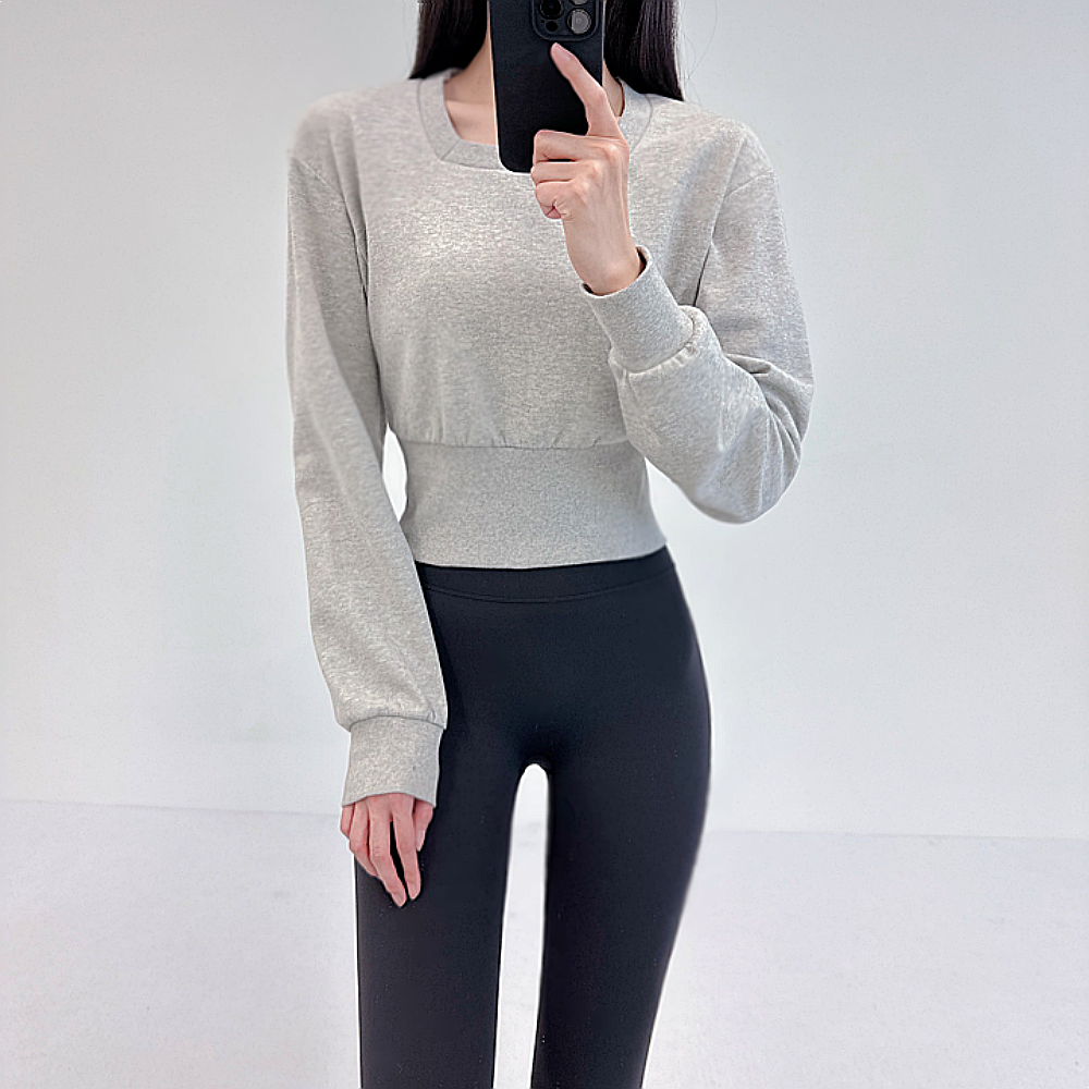 로라벨 리제 필라테스복 여성 요가복 필라테스 요가 상의 티셔츠 커버업 운동복 긴팔 크롭 - 메인 이미지