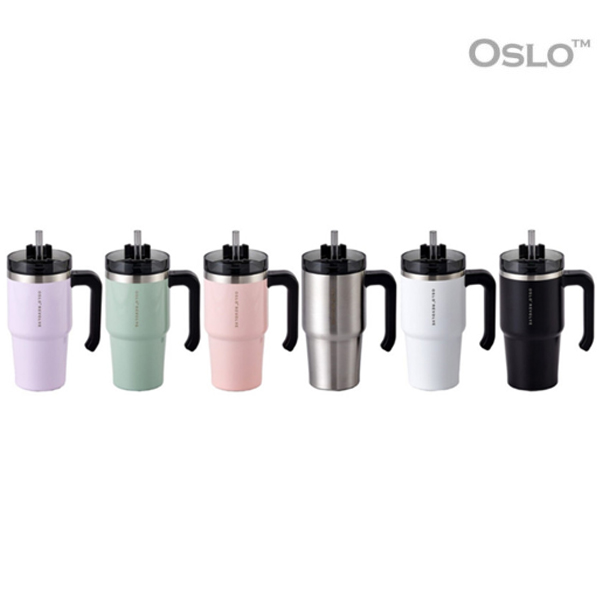 오슬로 리볼브 핸들형 600ml 빨대 대용량 스텐 이상민 텀블러 보온보냉 리유저블컵 - 상품 이미지