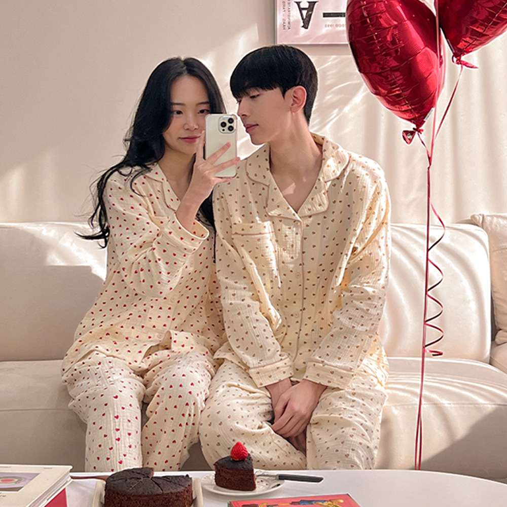 비마이하트 투피스 요루면 커플잠옷 빅사이즈파자마 2color - 상품 이미지