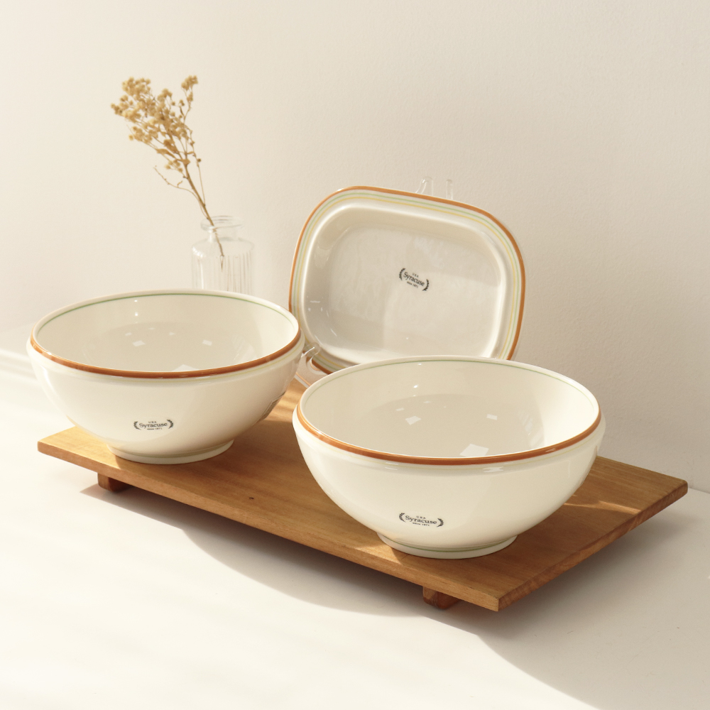 시라쿠스 메이플 면기 세트 3p 라면그릇 우동기2p+접시1p 코지 레드