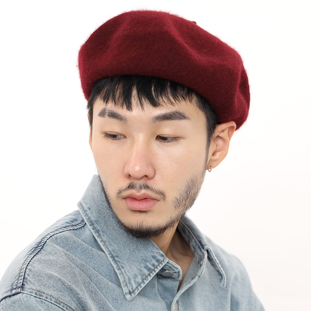 1+1 베레모 빵모자 남자 여자 화가 모자 울 무지 BE01 - 상세 이미지 5