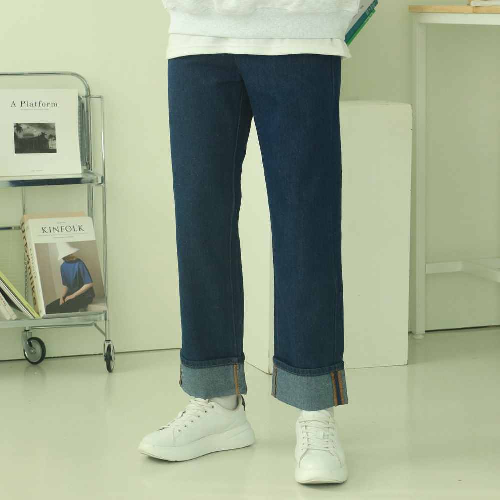 남자청바지 롤업청바지 생지데님 허벅돼 남자와이드팬츠 이미지 2