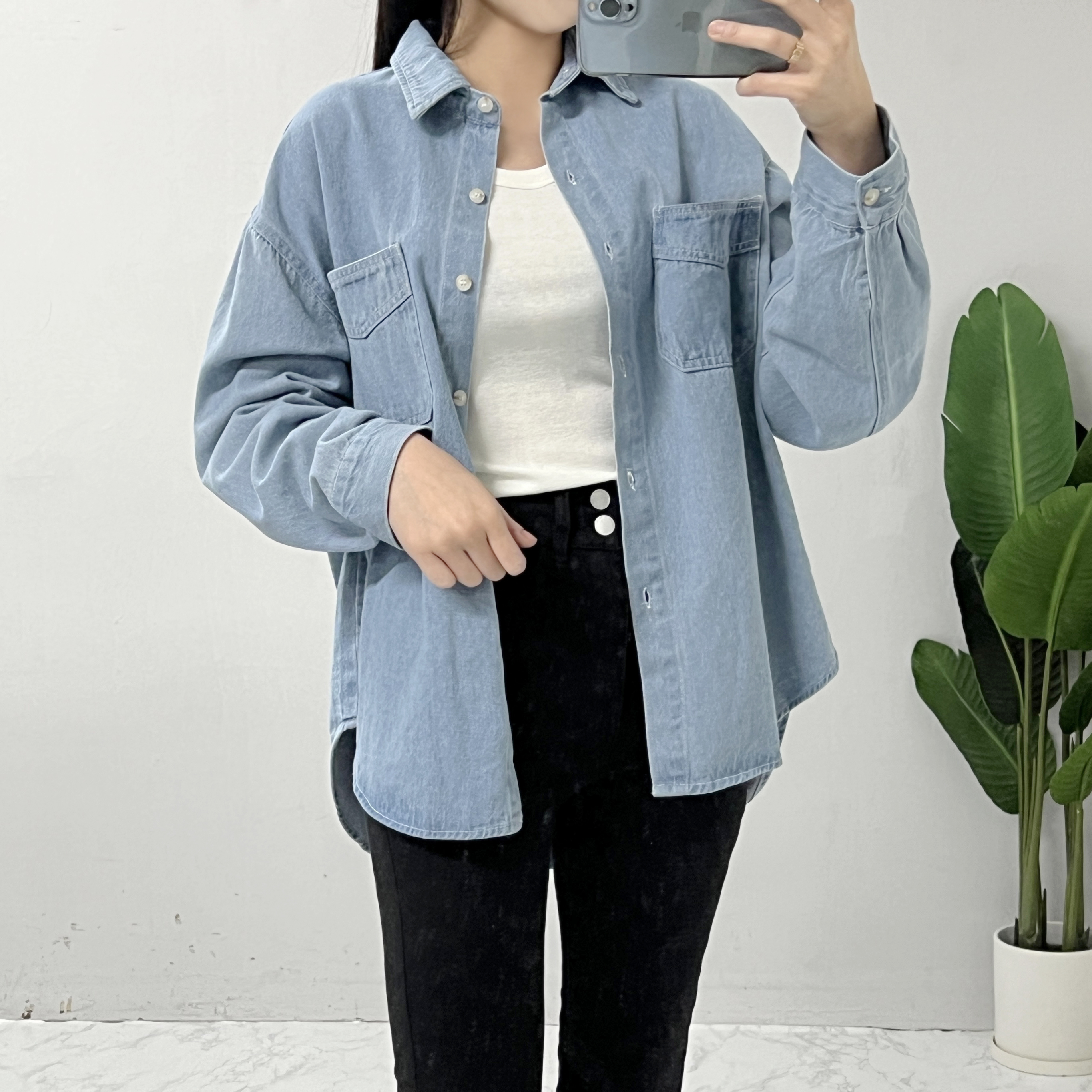 베리듀 데님 박시 포켓 남방 - 상세 이미지 3