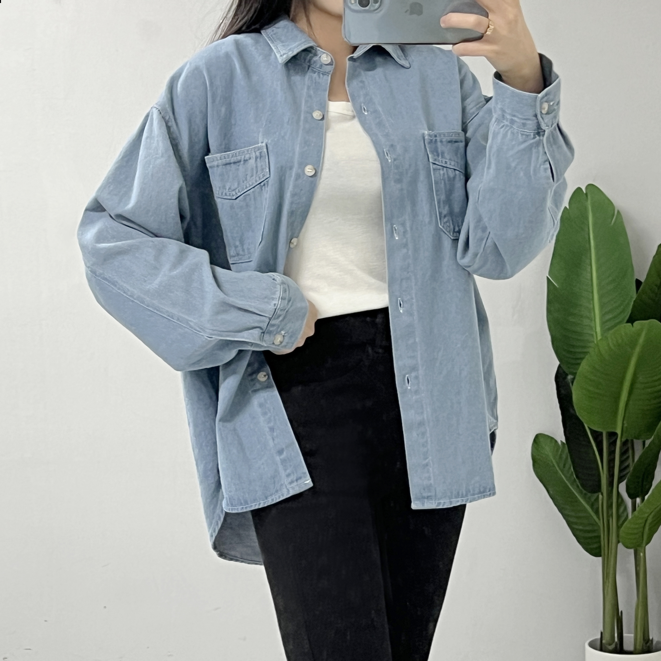 베리듀 데님 박시 포켓 남방 - 상세 이미지 2