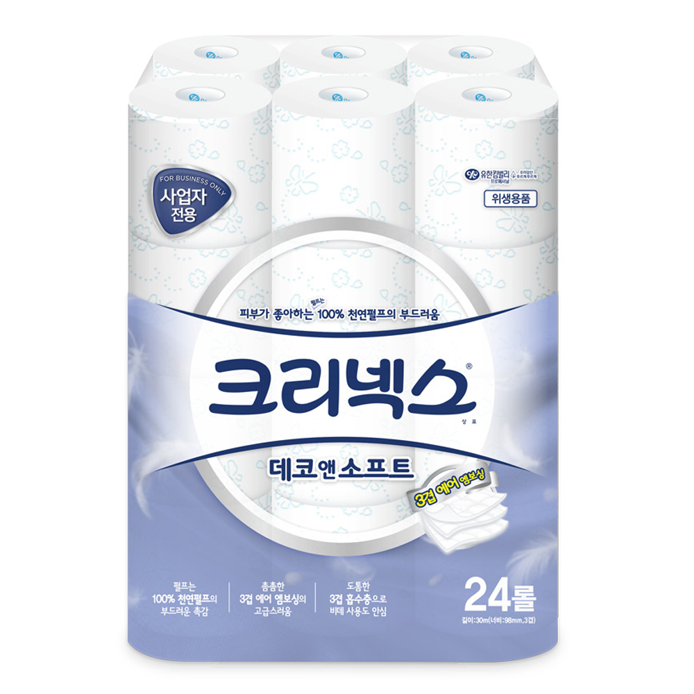 크리넥스 45178 데코 소프트 무향 화장지 휴지 3겹 30M 24롤 - 상품 이미지
