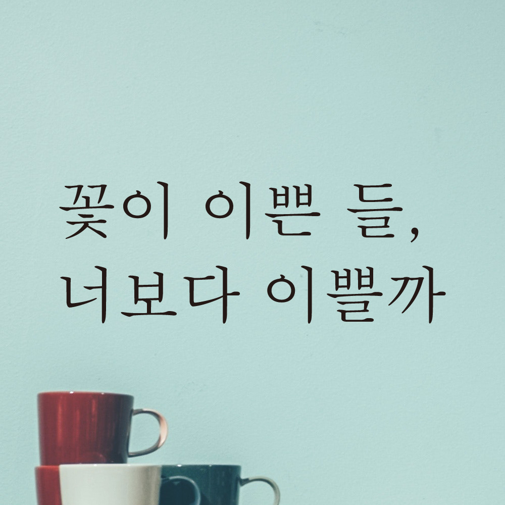 꽃이 이쁜 들 너보다 이쁠까 레터링 스티커 L-048S검정 - 상세 이미지 4