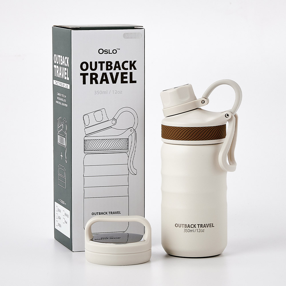 오슬로 스텐 텀블러 보온병 아웃백트래블 350ml 2개 뚜껑 제공(데일리+보온용)