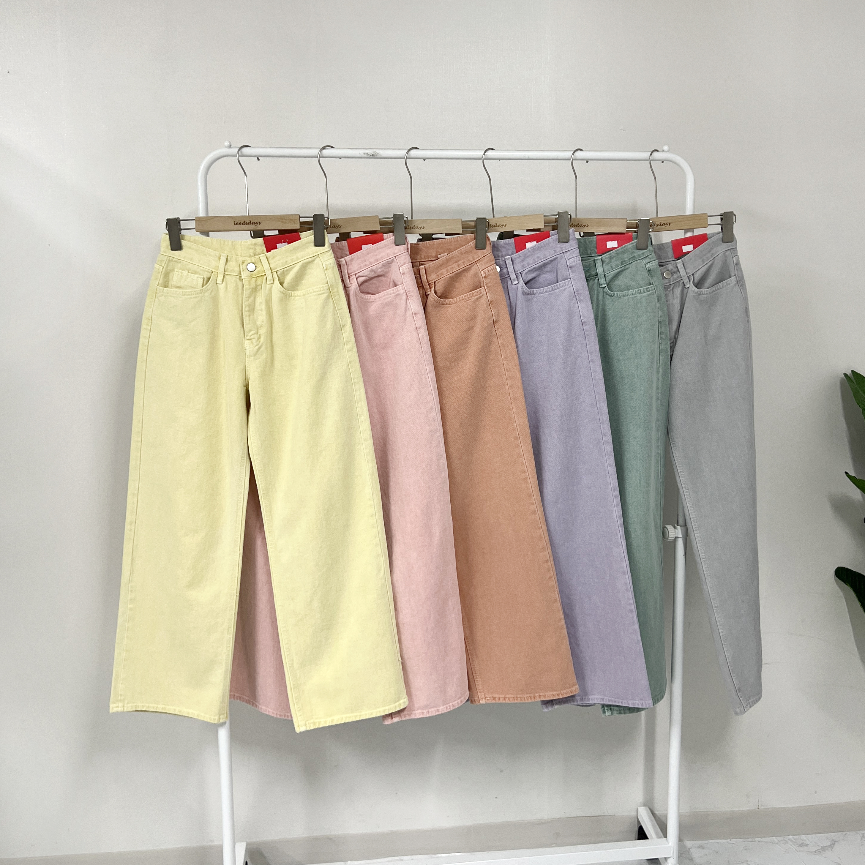 [6color/논스판] 몰브 와이드 코튼 바지 제품 이미지