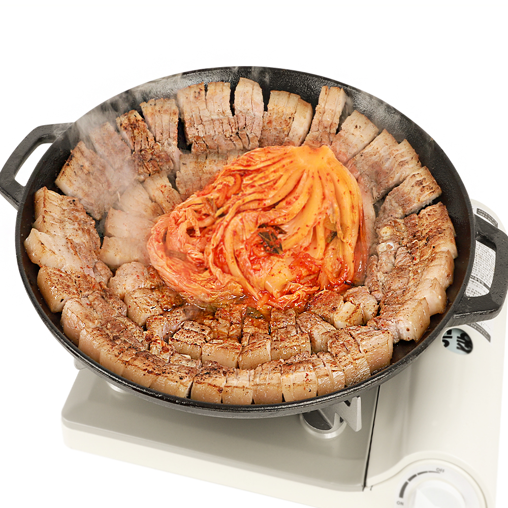 꾸버스 그리들 38cm 캠핑 무쇠 주물 팬 바베큐그릴 IH 인덕션겸용