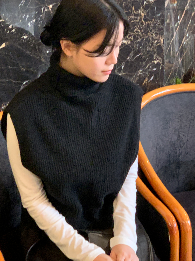 Planinレイヤードウール入りタートルネックニットベスト