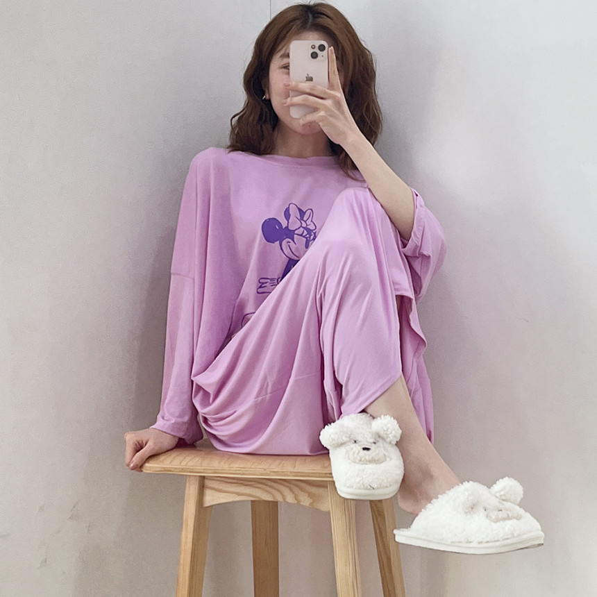 [당일출고/봄여름원피스]빅사이즈 오버핏 레터링 캐릭터 롱원피스 데일리 홈웨어 잠옷 파자마 상세 이미지 189