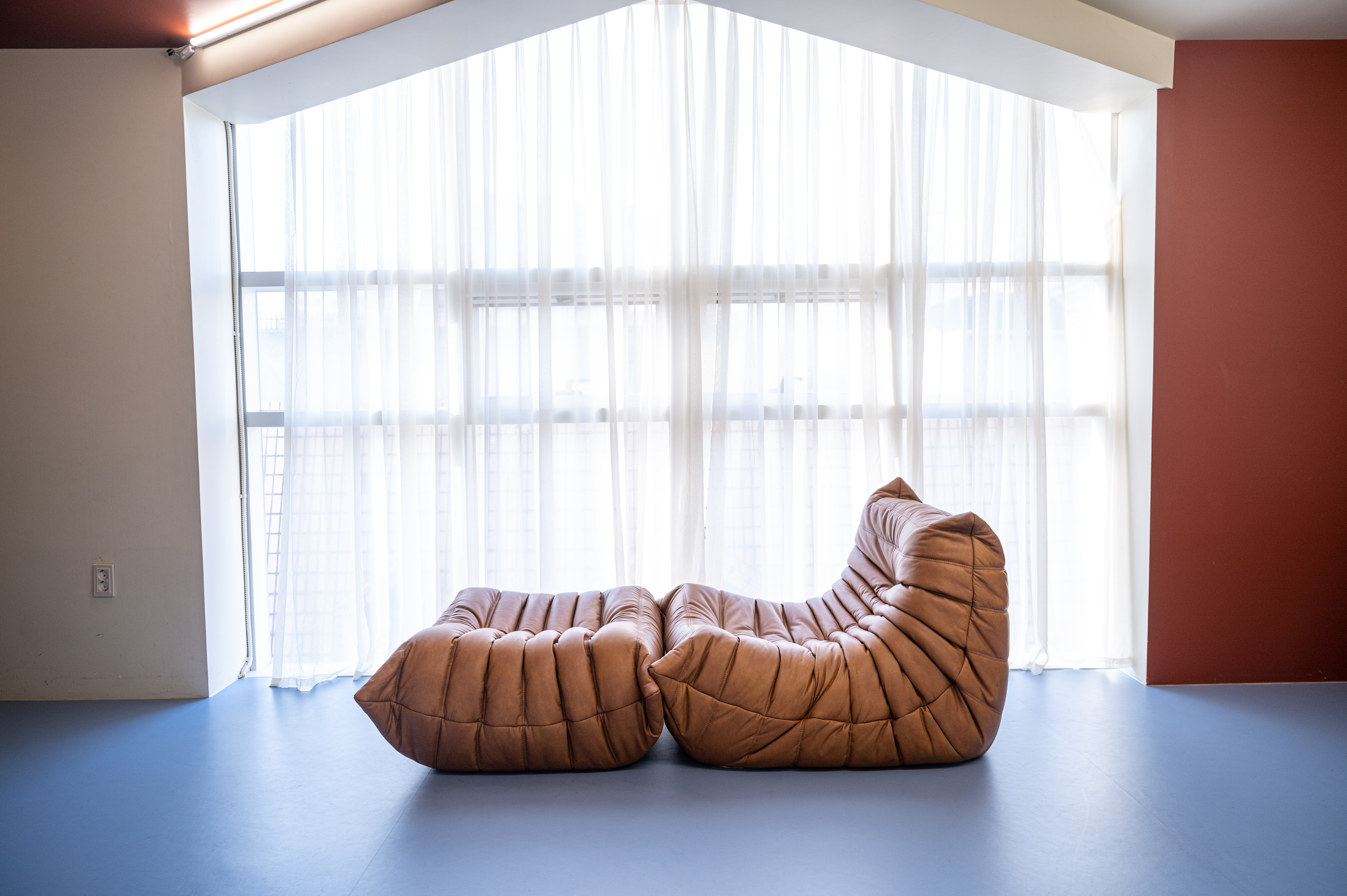 PH 17 빈백 애벌레 1인용+스툴 가죽모듈쇼파 이태리 내추럴 천연면피 전체가죽