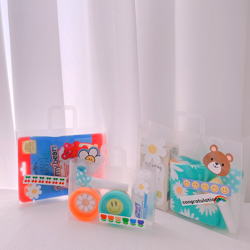 반투명 쇼핑백 답례품 구디백 포장 어린이집 선물 미니 쿠키 떡 사탕 포장 S 이미지 4