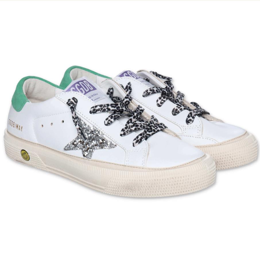 GOLDEN GOOSE  골든구스 슈퍼스타 스니커즈 실버 글리터 & 민트 힐 탭 GYF00112F00281210986 - 상품 이미지
