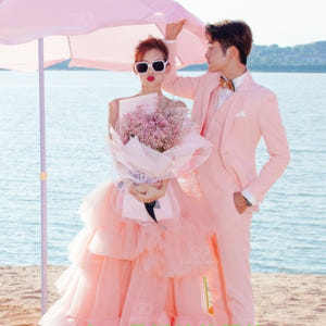 커플 화보촬영 영화 파티 여행 테마 웨딩스튜디오촬영 민소매 핑크 셀프웨딩... 착용 후기 | 사이즈/핏 총정리 - 상품 이미지 1