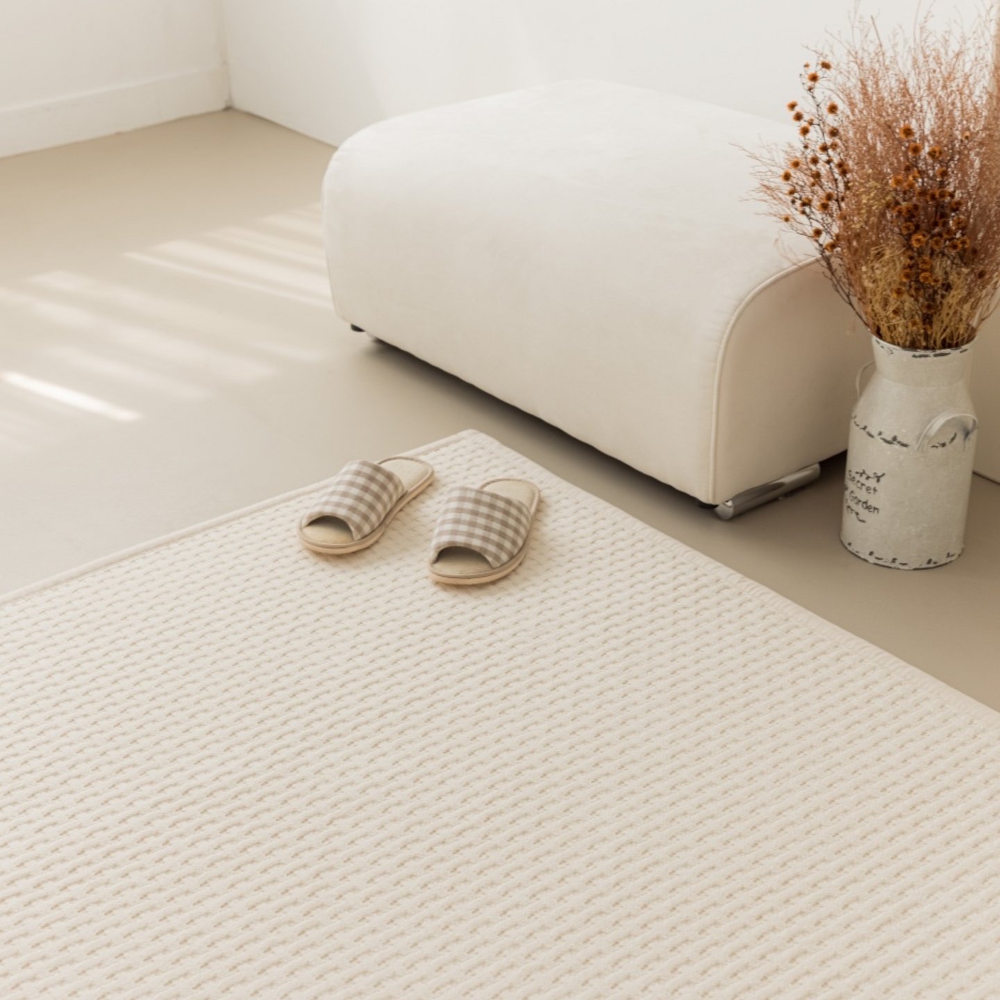 체크 코튼 러그 사계절 미니 순면 러그 카페트 100x150