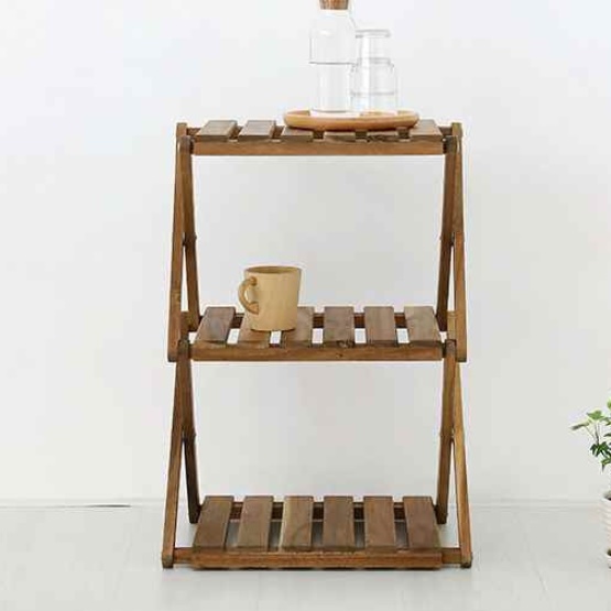 3단 우드 쉘프 캠핑 보조 테이블 캠핑 정리대 수납장 415