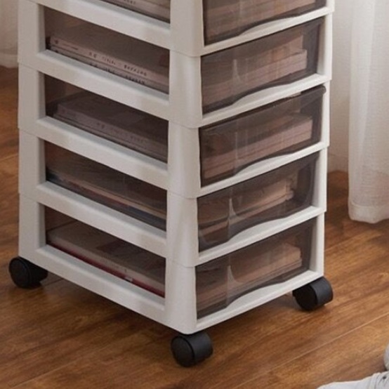 4단 폭 좁은 바퀴 서랍장 이동 서랍장 슬림 투명 서랍장