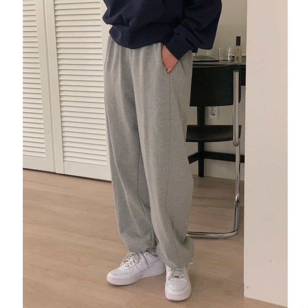 인기조거팬츠 s/s 쭈리 오버무드 봄 신상 루즈 와이드핏  밑단 스트링 조거 투웨이 밴딩 팬츠 4color 이미지 4