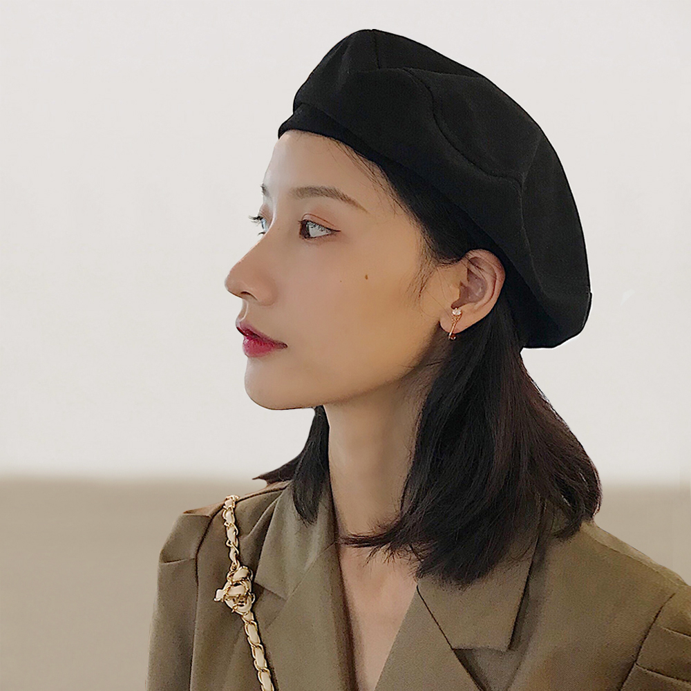 베이직 무지 기본 여자 베레모 모자 - 상품 이미지
