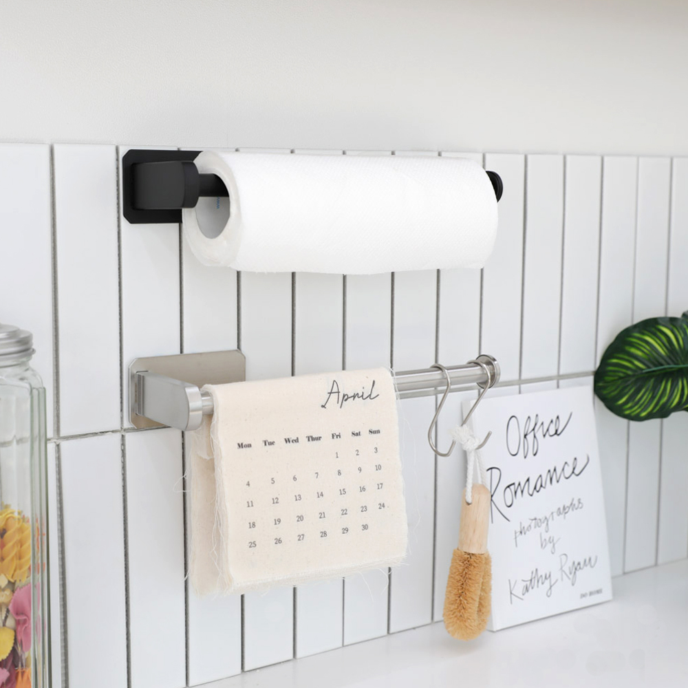 스텐비 무타공 키친타올 걸이 홀더 주방 싱크대 정리 거치대 소