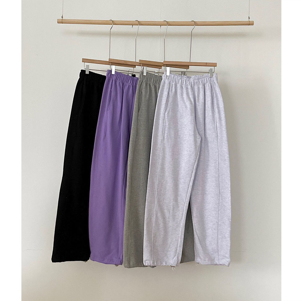 인기조거팬츠 s/s 쭈리 오버무드 봄 신상 루즈 와이드핏  밑단 스트링 조거 투웨이 밴딩 팬츠 4color 이미지 2