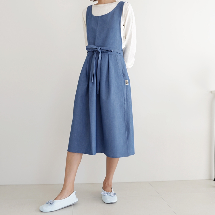 [미소쌤] 플레어 앞치마 원피스 예쁜 미용 프릴 어린이집 보육교사