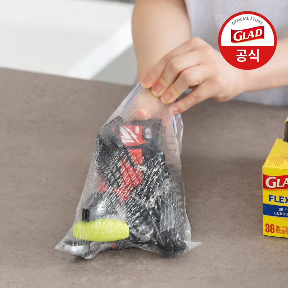 글래드 늘어나는 매직백 소중대형 혼합 4개 세트 (총 178매) 냉장고 정리 보관 소분 이중 투명 지퍼백 이미지 8