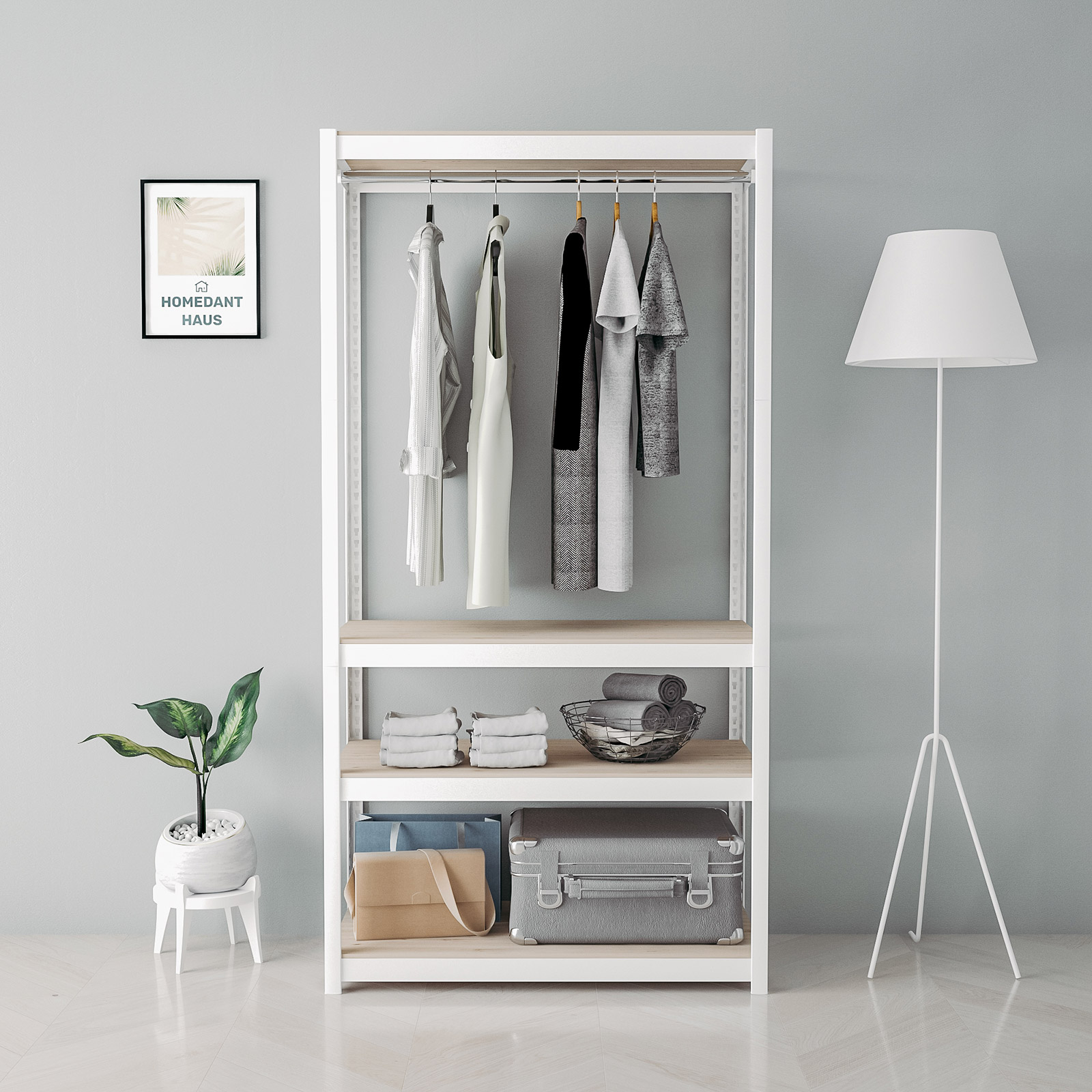 스피드랙 시스템행거 스탠드 옷걸이 드레스룸 홈던트하우스 400x400x900 2단 1행거