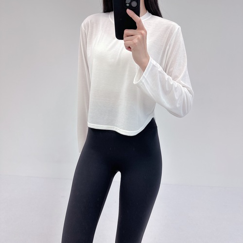 로라벨 글리 필라테스복 여성 요가복 필라테스 요가 상의 티셔츠 옷 커버업 운동복 긴팔 탑 - 상세 이미지 3
