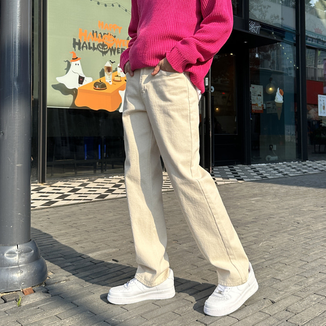 남자 게렌 봄 가을 사계절 와이드 치노 면 팬츠 28-35 - 상세 이미지 4