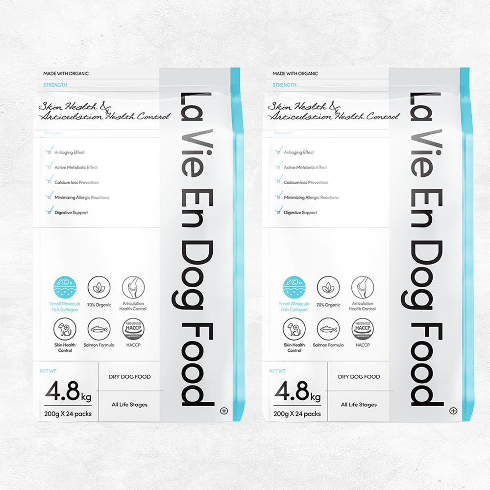 라비앙독 강아지 사료 가수분해 피부 눈물 알러지 개 애견 연어, 4.8kg, 2개