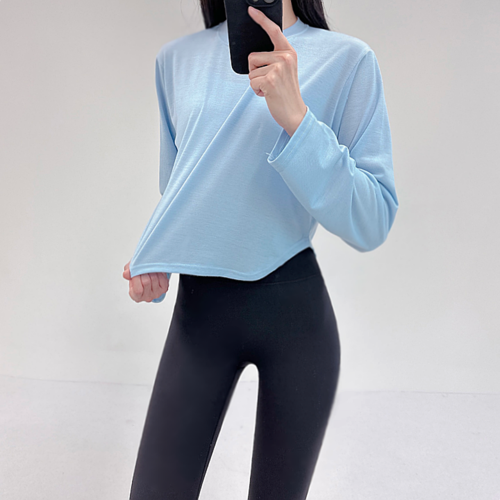 로라벨 글리 필라테스복 여성 요가복 필라테스 요가 상의 티셔츠 옷 커버업 운동복 긴팔 탑 - 메인 이미지