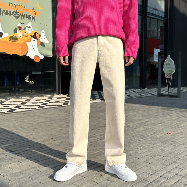남자 게렌 봄 가을 사계절 와이드 치노 면 팬츠 28-35 - 상세 이미지 2