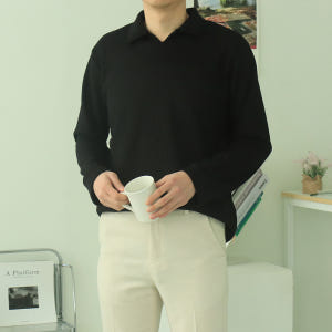 남자카라티 구김없는 오버핏 헨리넥 남성긴팔티 착용 후기 | 사이즈/핏 총정리 - 상품 이미지 1